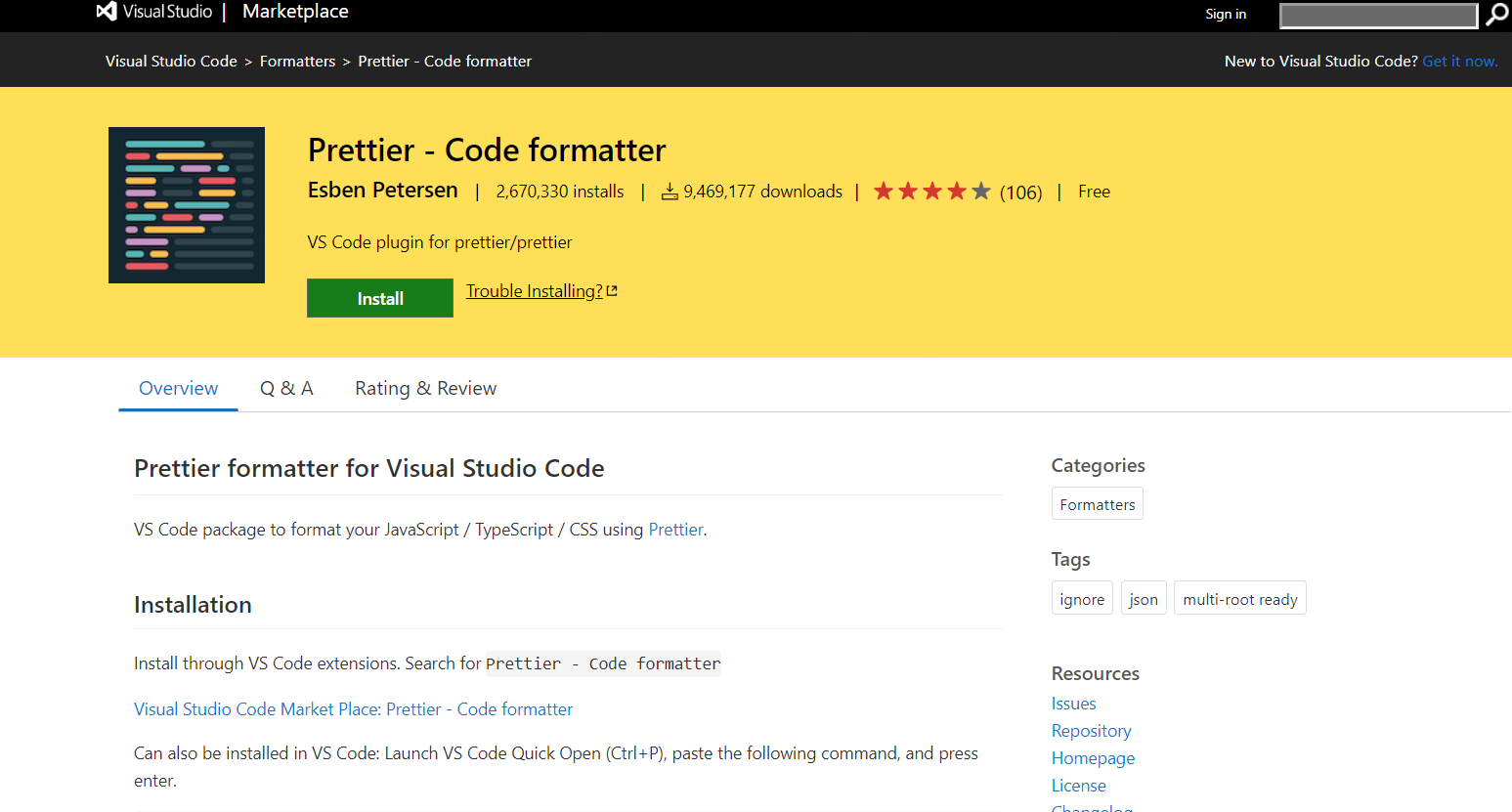 Prettier — Code formatter