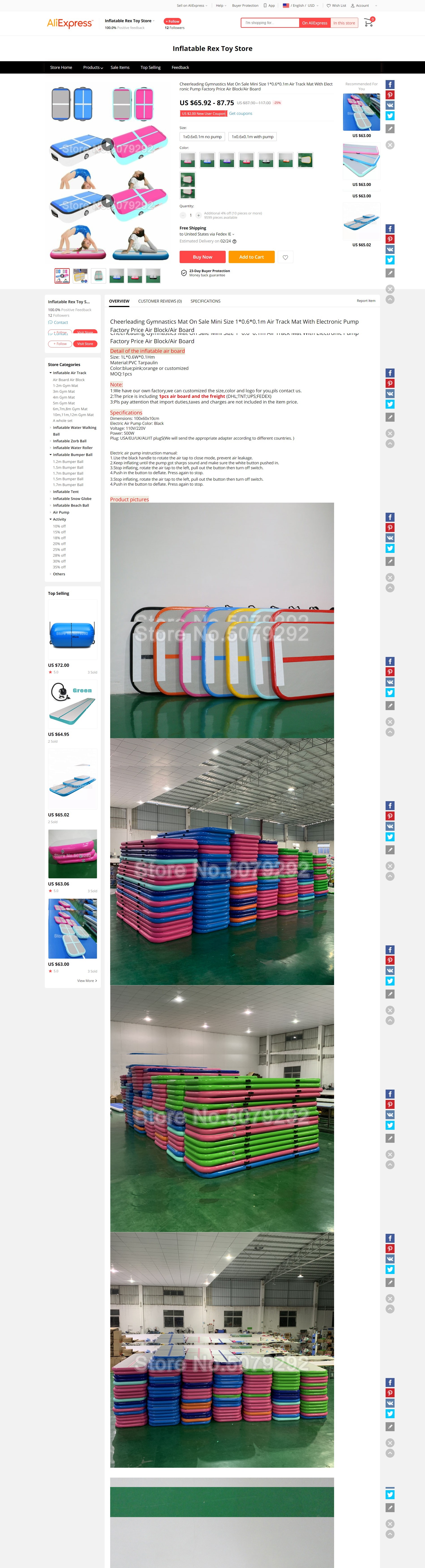 Screenshot of Cheerleading Gymnastics Mat On Sale Mini Size 1_0.6_0.1m Air Track Mat With Electronic Pump Factory Price Air Block_Air Board-in Inflata ....jpg
