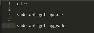 1 2 3 4 5 cd sudo apt-get update sudo apt-get upgrade