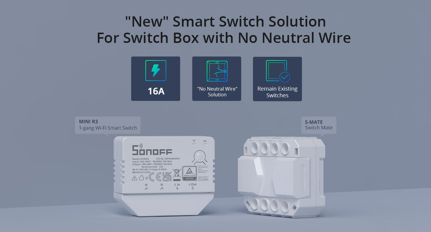 Sonoff Mini R3 Smart Switch Without Neutral 16A