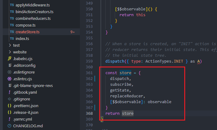createStore返回的对象 createStore返回的对象