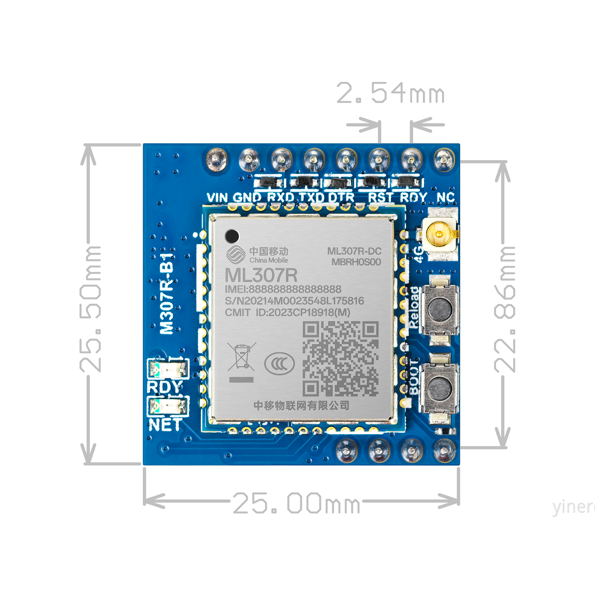 R307 Module Layout M307R-B1-深圳市银尔达电子有限公司