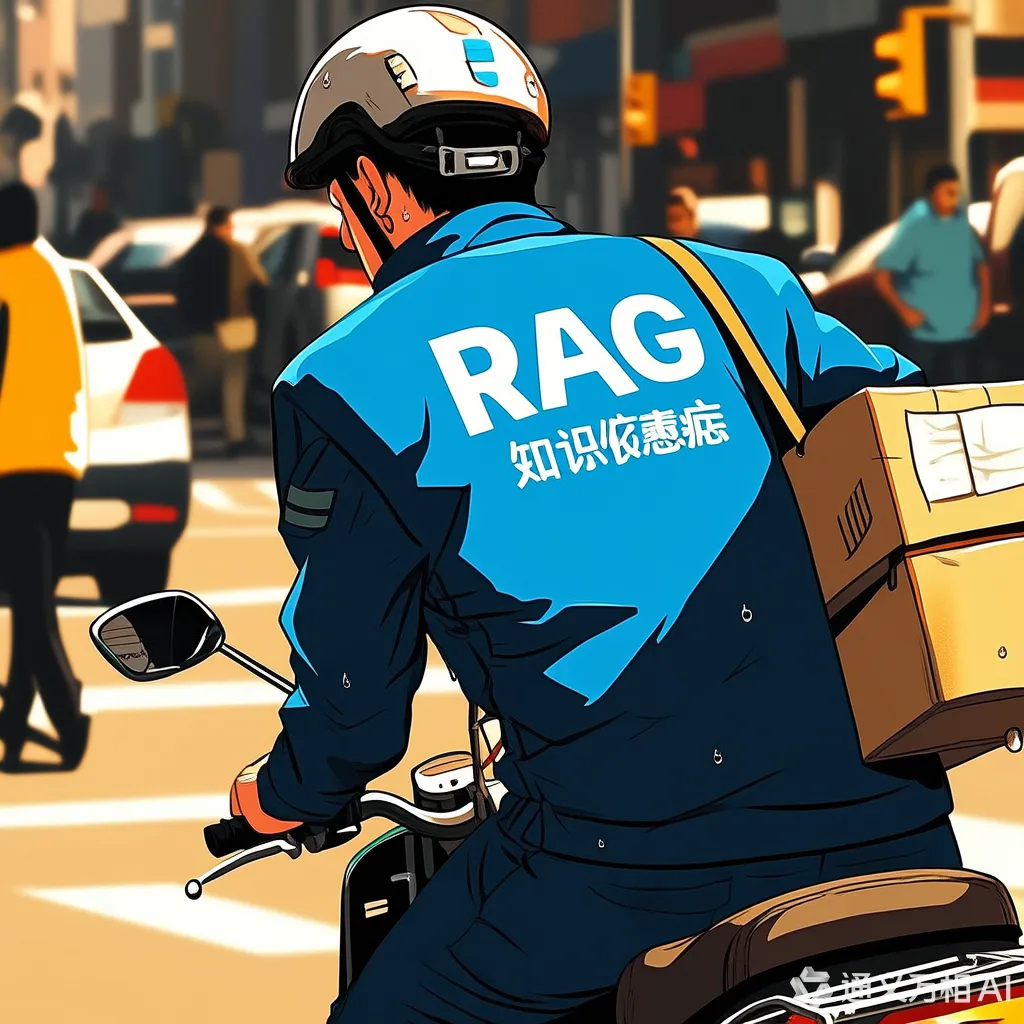 （配图：RAG外卖小哥满头大汗，背后写着“知识依赖症”）