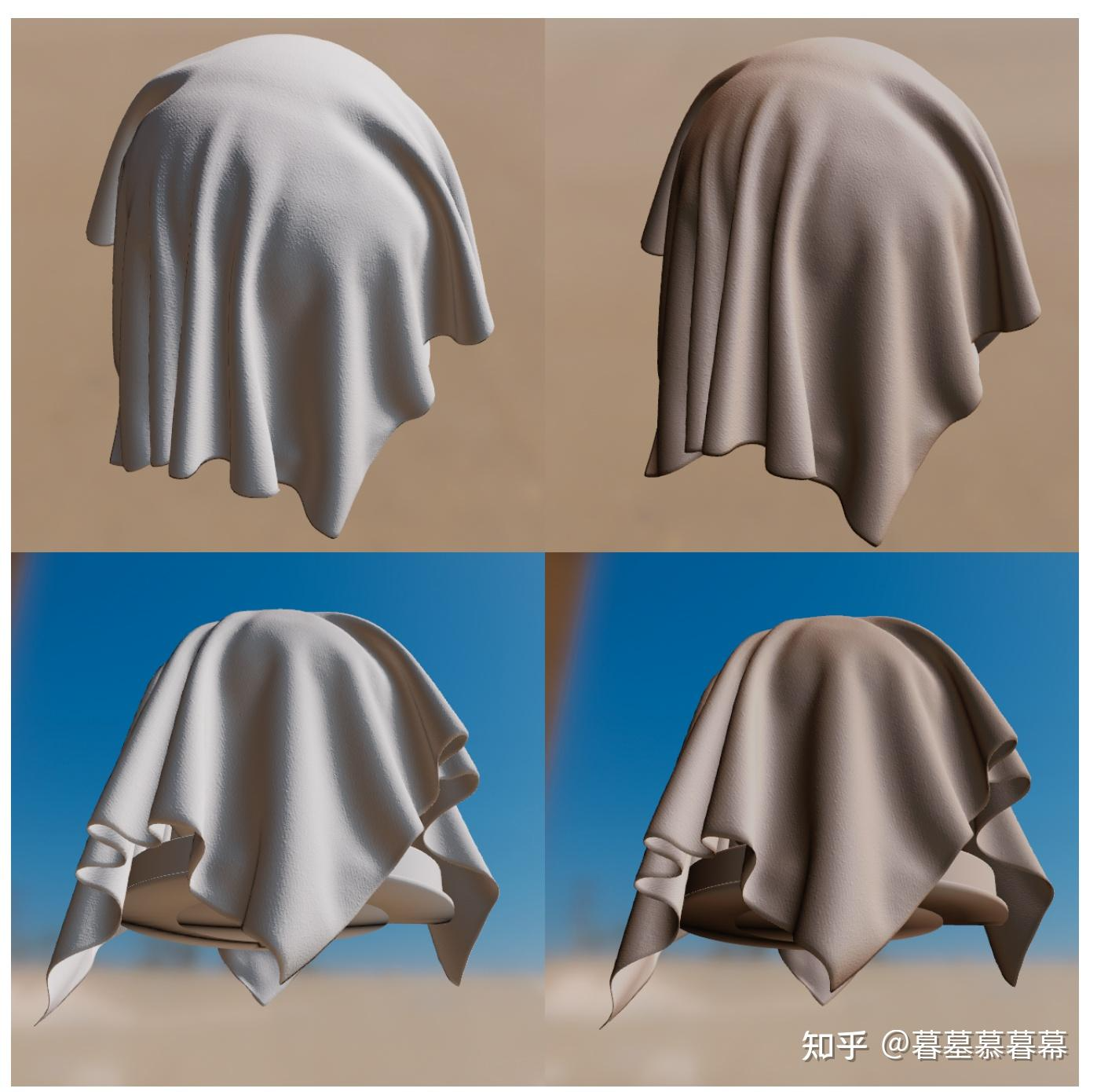 左：白布   右：带棕色 subsurface 的白布