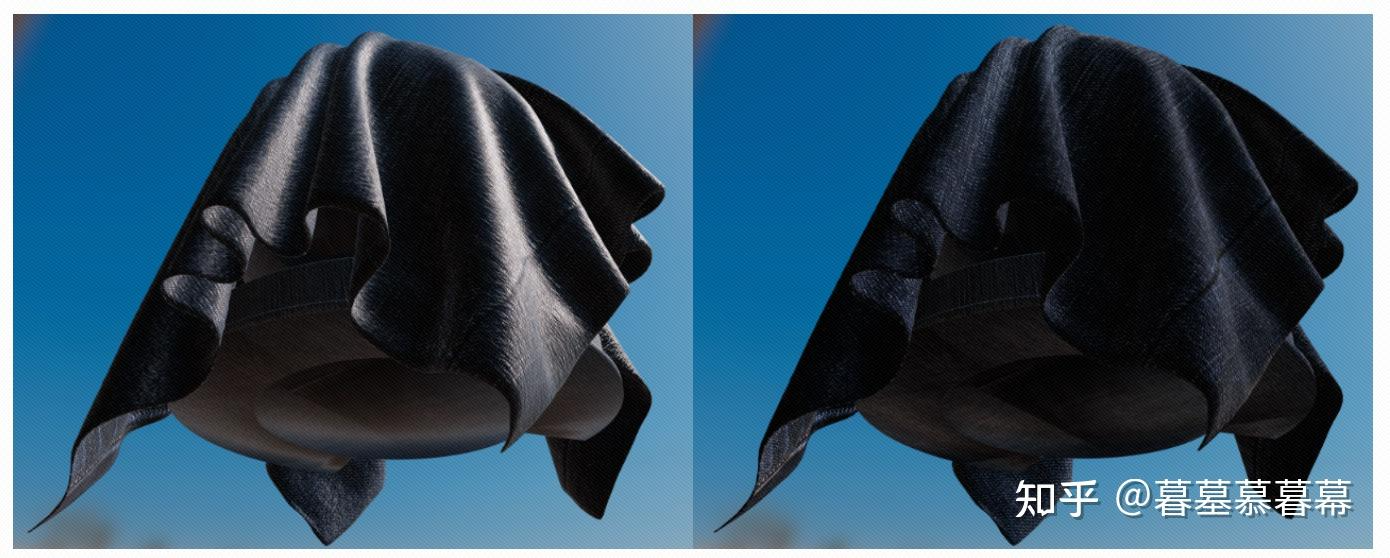 Left: 标准 GGX  Right: Cloth BRDF