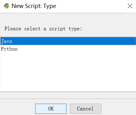 Figure 2.8 – The programming language dialog during new script creation