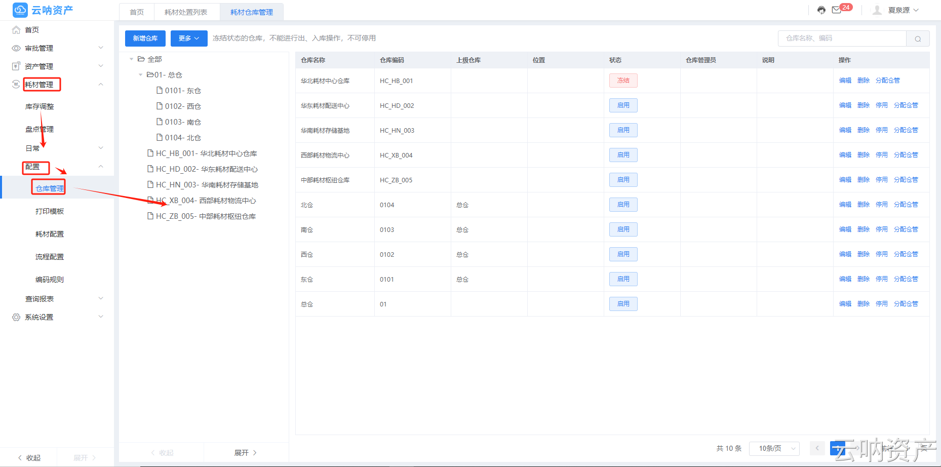 倉(cāng)庫(kù)管理列表頁(yè)面