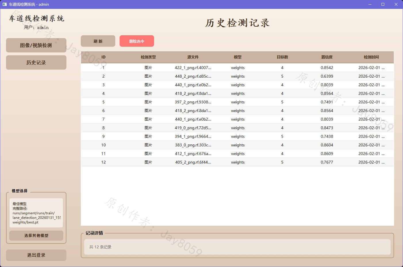 基于 YOLOv8 的车道线检测系统项目截图1