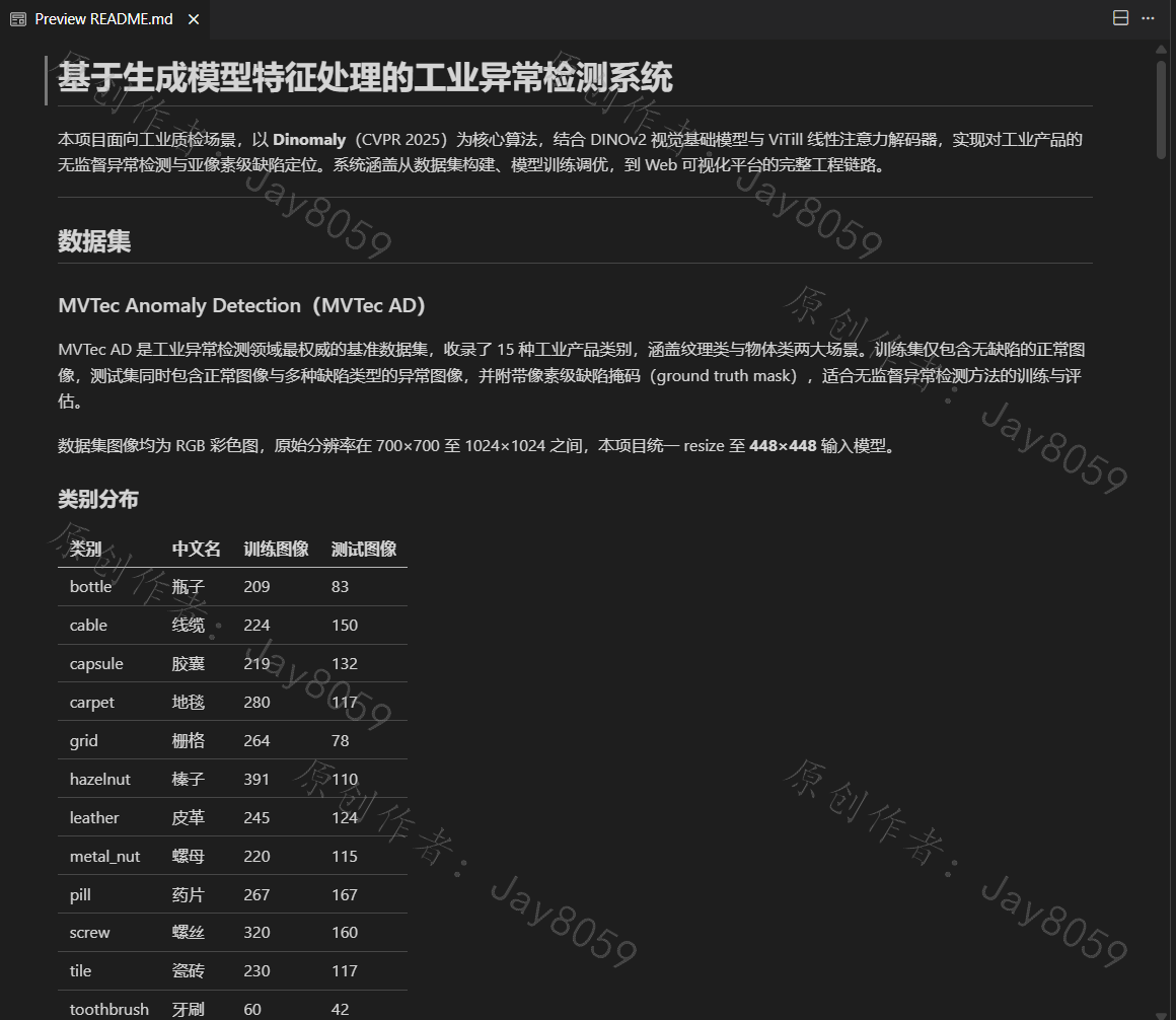 基于生成模型特征处理的工业异常检测系统项目截图1
