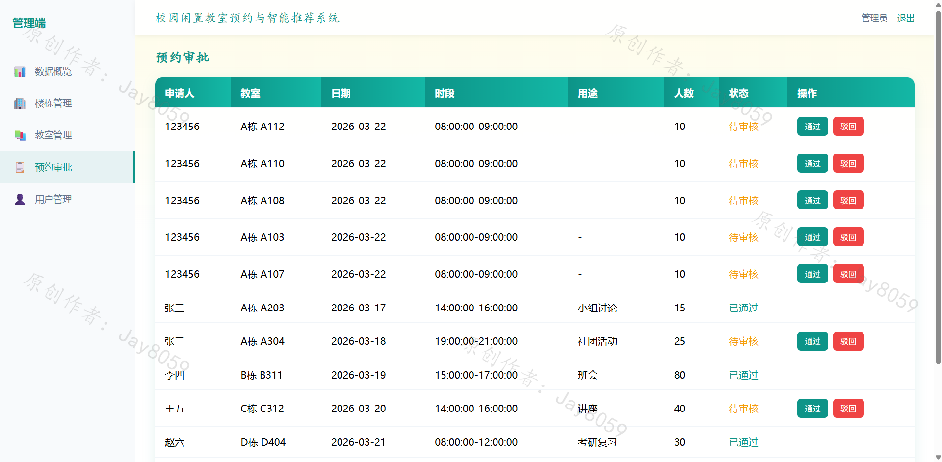 基于SpringBoot的闲置教室预约与智能推荐系统项目截图4