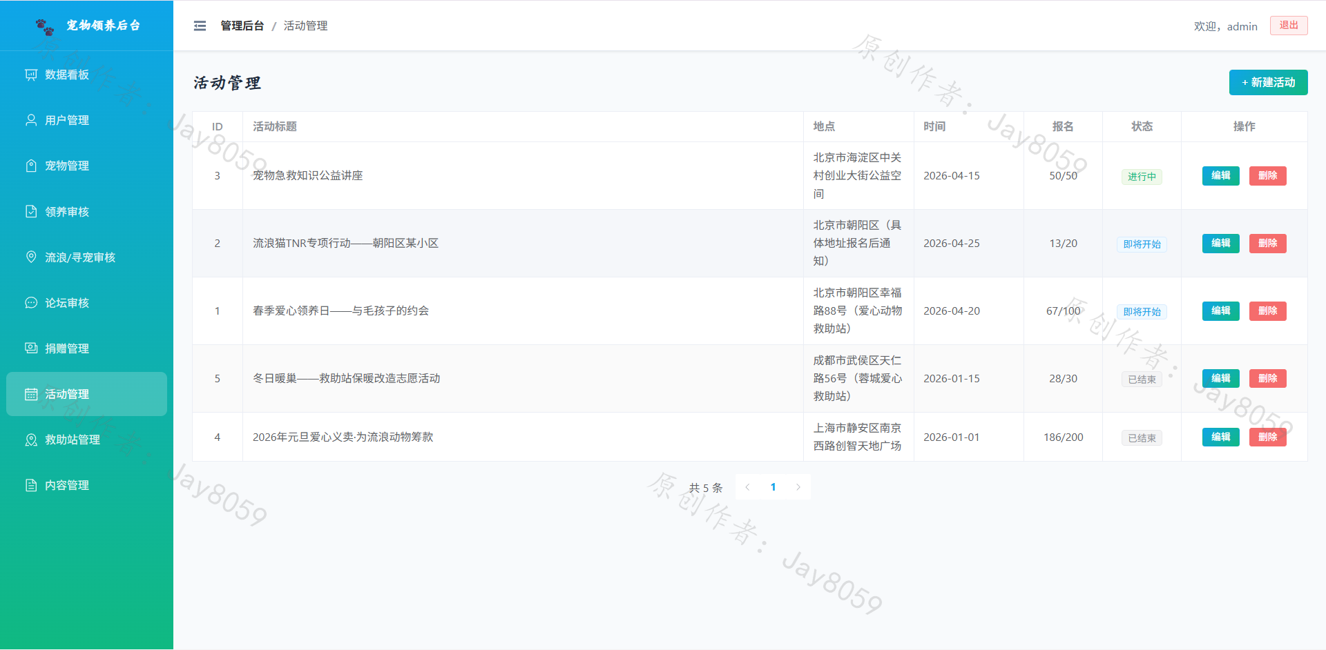 基于fastapi+vue的宠物领养管理系统项目截图7