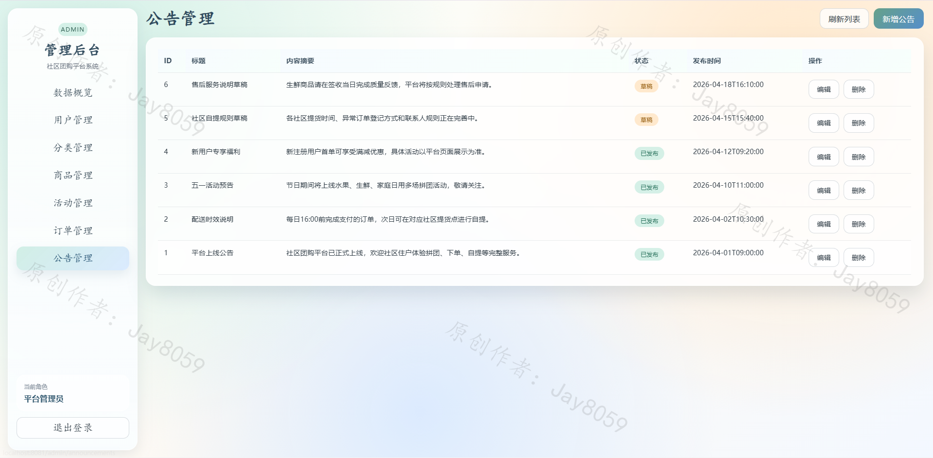 基于SpringBoot的社区团购平台项目截图4